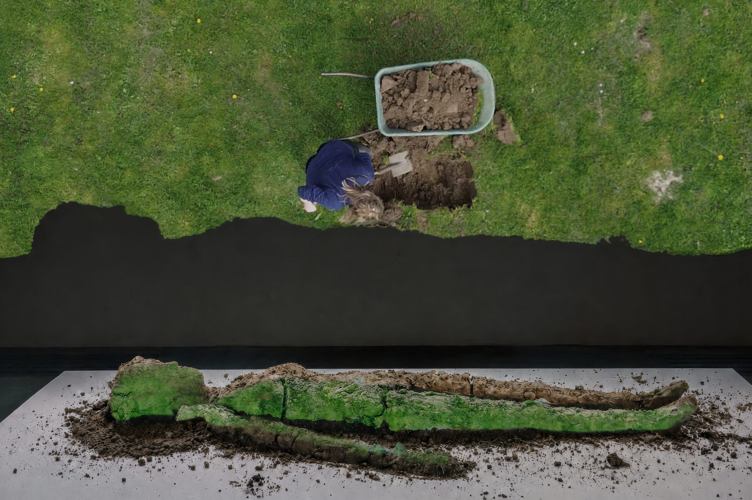 lichaam gemaakt van met PFAS vervuilde klei, over ecologische angst, in de context van PFAS vervuiling door Chemours
