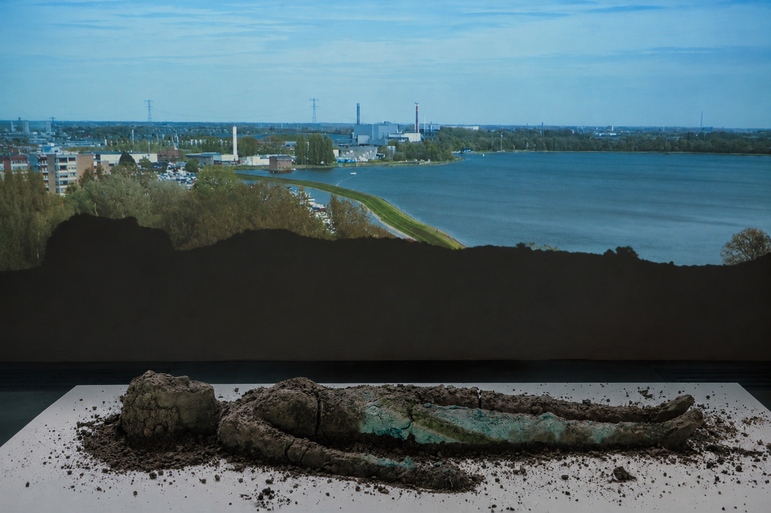 Sculpture made of with PFAS polluted earth, an artwork about ecological fear, in the context of the pollution scandal of Chemours factory