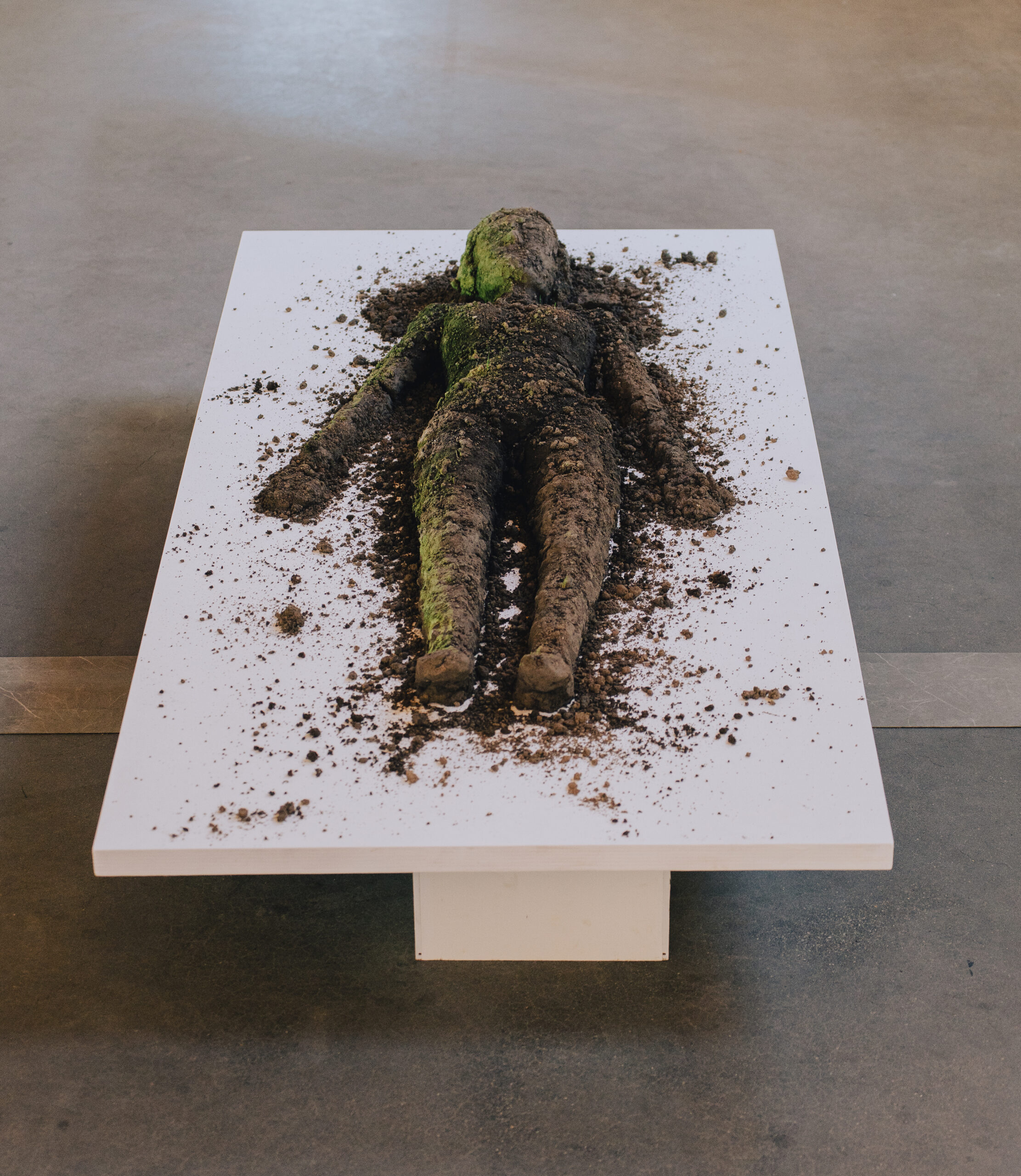 Sculpture made of with PFAS polluted earth, an artwork about ecological fear, in the context of the pollution scandal of Chemours factory